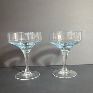 VTG Sasaki Harmony Aqua Set of 2 Champagne/Tall Sherbet Glasses